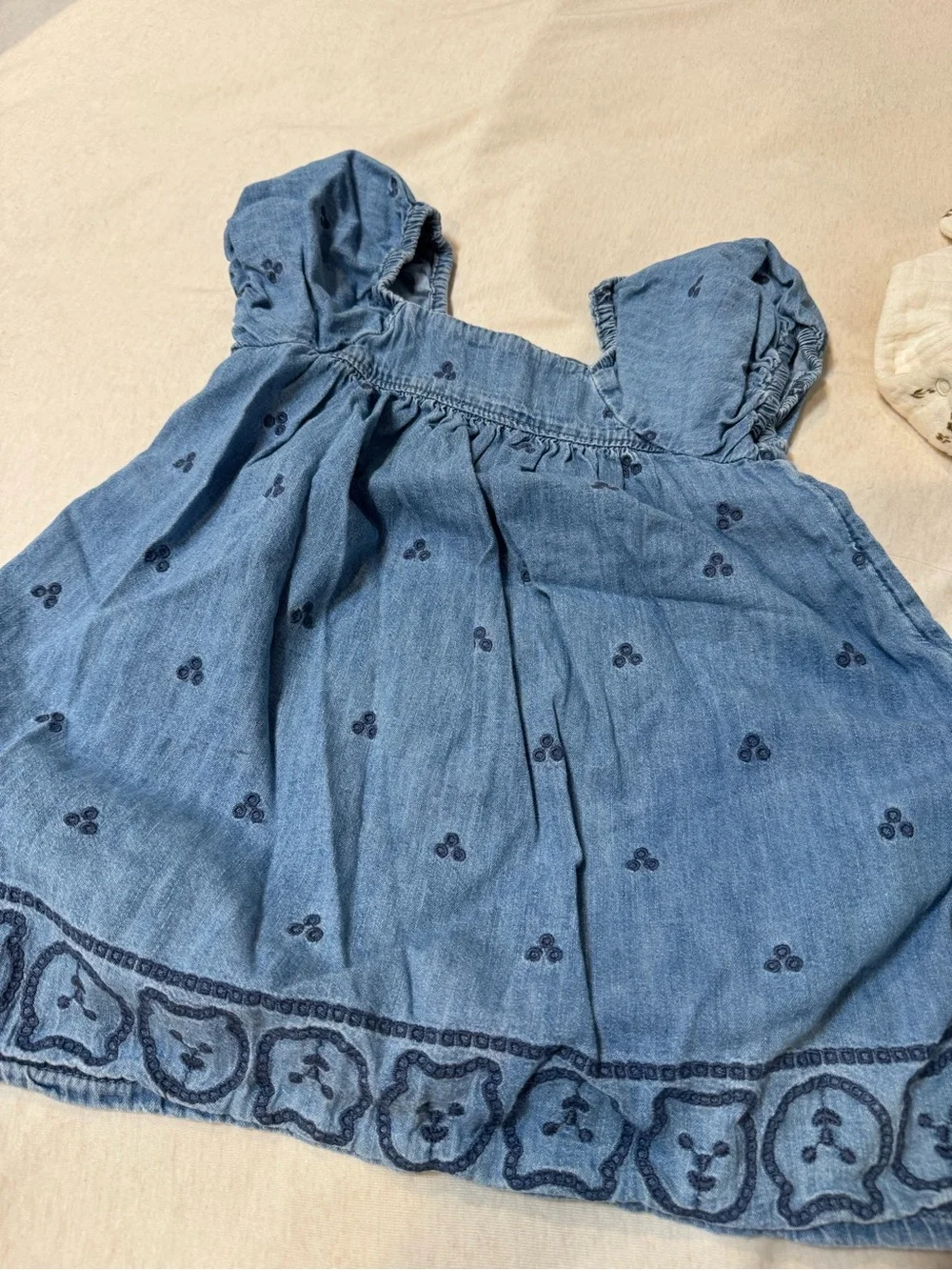 GAP Denim Blue Embroidered Baby Dress
